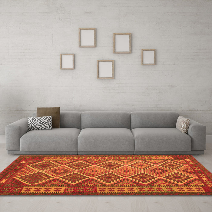 Machine Washable Oriental Orange Traditional Area Rugs in a Living Room, wshcon1124org