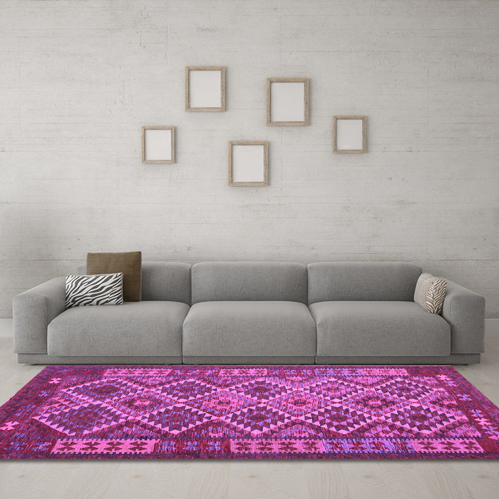 Machine Washable Oriental Purple Traditional Area Rugs in a Living Room, wshcon1124pur