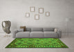 Machine Washable Oriental Green Traditional Area Rugs in a Living Room,, wshcon1124grn