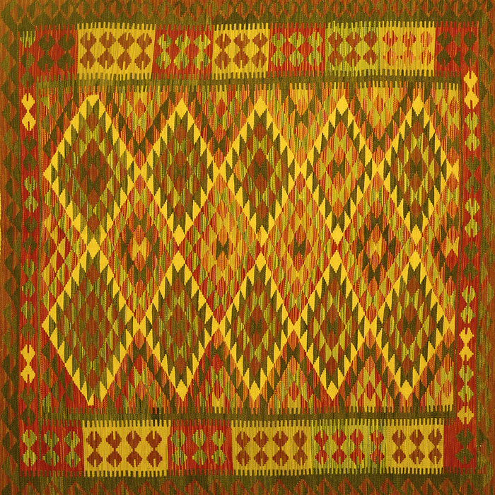 Square Machine Washable Oriental Yellow Traditional Rug, wshcon1124yw