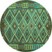 Round Oriental Turquoise Traditional Rug, con1124turq