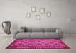 Machine Washable Oriental Pink Traditional Rug in a Living Room, wshcon1124pnk