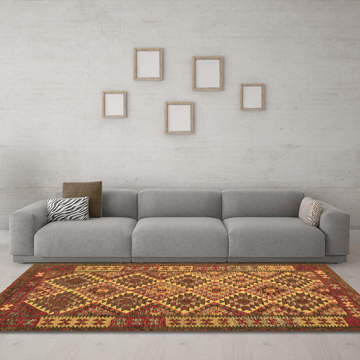 Machine Washable Oriental Brown Traditional Rug in a Living Room,, wshcon1124brn
