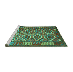 Sideview of Machine Washable Oriental Turquoise Traditional Area Rugs, wshcon1124turq