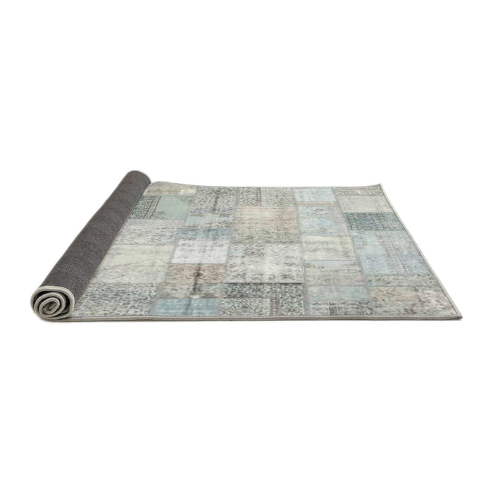 Thickness of Contemporary Dark Gray Patchwork Rug, con1125