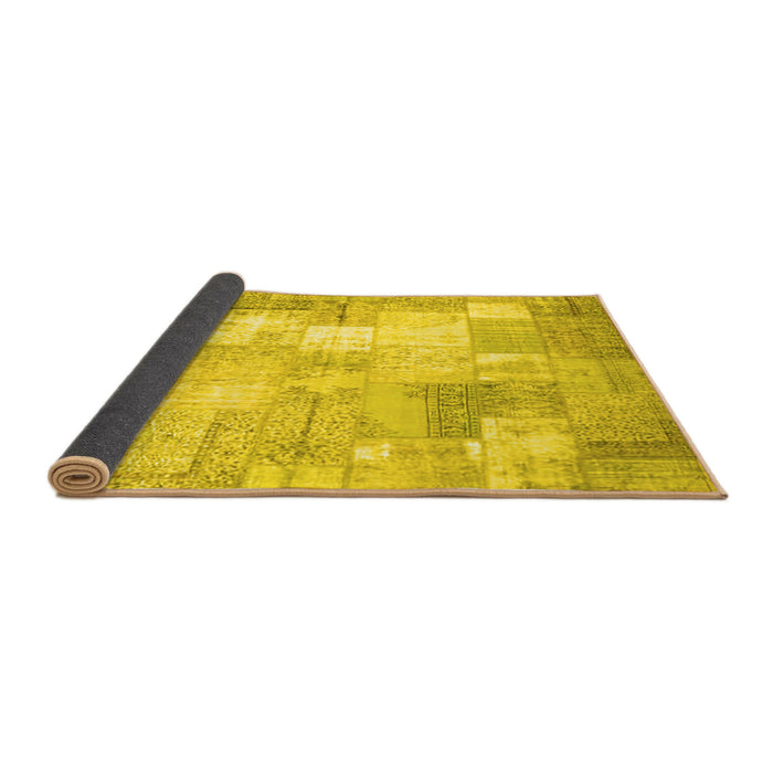 Sideview of Patchwork Yellow Transitional Rug, con1125yw