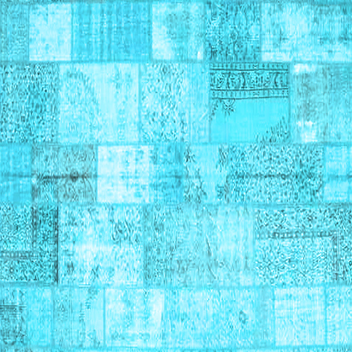 Machine Washable Patchwork Light Blue Transitional Rug, wshcon1125lblu