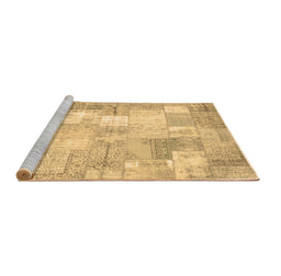 Sideview of Machine Washable Patchwork Brown Transitional Rug, wshcon1125brn