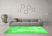 Machine Washable Patchwork Green Transitional Area Rugs in a Living Room,, wshcon1125grn