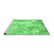 Sideview of Machine Washable Patchwork Emerald Green Transitional Area Rugs, wshcon1125emgrn