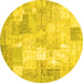 Round Patchwork Yellow Transitional Rug, con1125yw