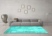 Machine Washable Patchwork Turquoise Transitional Area Rugs in a Living Room,, wshcon1125turq