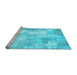 Sideview of Machine Washable Patchwork Light Blue Transitional Rug, wshcon1125lblu