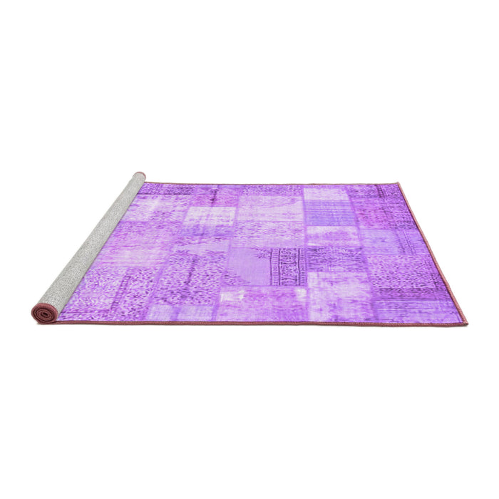 Sideview of Machine Washable Patchwork Purple Transitional Area Rugs, wshcon1125pur