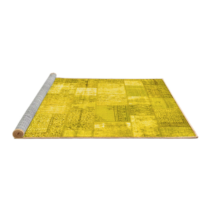 Sideview of Machine Washable Patchwork Yellow Transitional Rug, wshcon1125yw