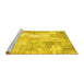 Sideview of Machine Washable Patchwork Yellow Transitional Rug, wshcon1125yw