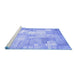 Sideview of Machine Washable Patchwork Blue Transitional Rug, wshcon1125blu