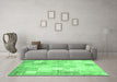 Machine Washable Patchwork Emerald Green Transitional Area Rugs in a Living Room,, wshcon1125emgrn