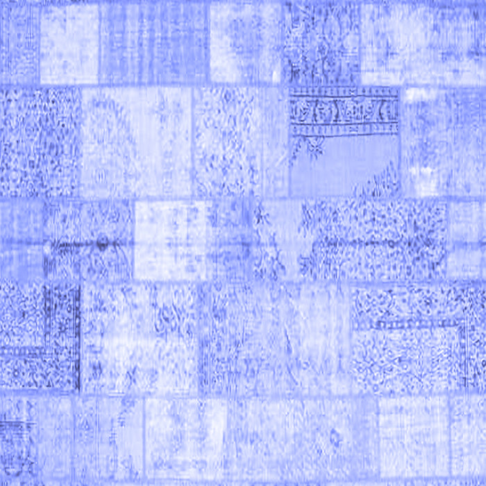 Machine Washable Patchwork Blue Transitional Rug, wshcon1125blu