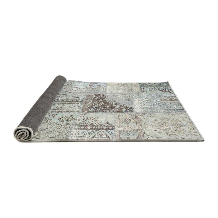 Thickness of Contemporary Gray Patchwork Rug, con1126