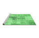 Sideview of Machine Washable Patchwork Emerald Green Transitional Area Rugs, wshcon1126emgrn