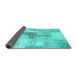 Sideview of Patchwork Turquoise Transitional Rug, con1126turq