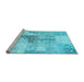 Sideview of Machine Washable Patchwork Light Blue Transitional Rug, wshcon1126lblu