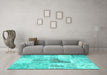 Machine Washable Patchwork Turquoise Transitional Area Rugs in a Living Room,, wshcon1126turq