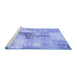 Sideview of Machine Washable Patchwork Blue Transitional Rug, wshcon1126blu