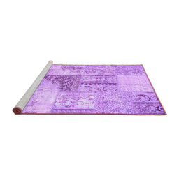 Sideview of Machine Washable Patchwork Purple Transitional Area Rugs, wshcon1126pur