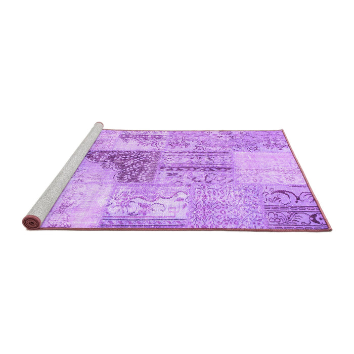 Sideview of Machine Washable Patchwork Purple Transitional Area Rugs, wshcon1126pur