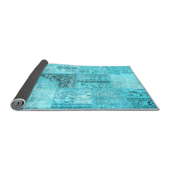 Sideview of Patchwork Light Blue Transitional Rug, con1126lblu