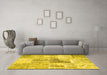 Machine Washable Patchwork Yellow Transitional Rug in a Living Room, wshcon1126yw