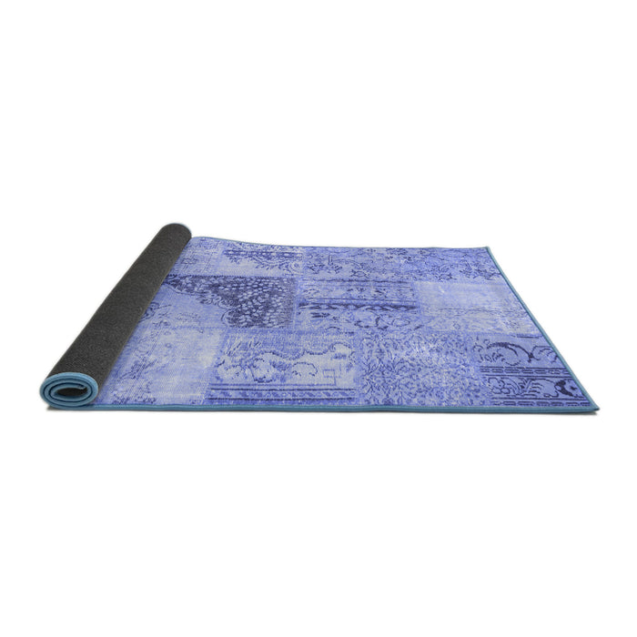 Sideview of Patchwork Blue Transitional Rug, con1126blu