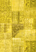 Machine Washable Patchwork Yellow Transitional Rug, wshcon1126yw