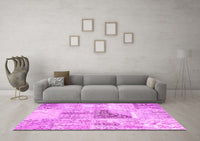 Machine Washable Patchwork Pink Transitional Rug, wshcon1126pnk