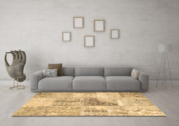 Machine Washable Patchwork Brown Transitional Rug in a Living Room,, wshcon1126brn