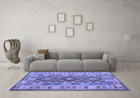 Machine Washable Abstract Blue Contemporary Rug, wshcon1127blu