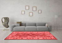 Machine Washable Abstract Red Contemporary Rug, wshcon1127red