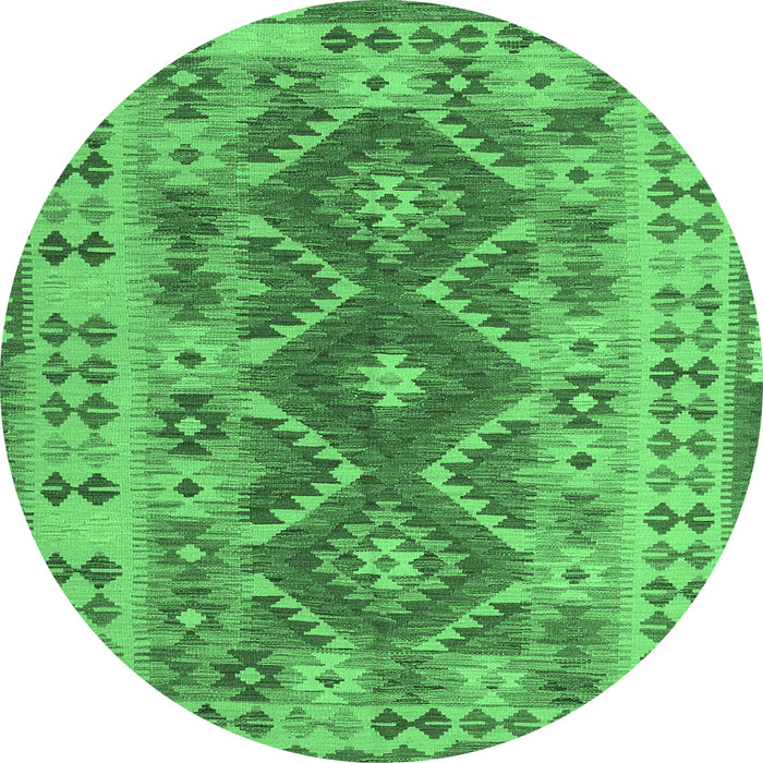 Round Abstract Emerald Green Contemporary Rug, con1127emgrn