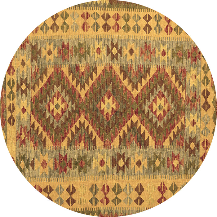 Round Abstract Brown Contemporary Rug, con1127brn