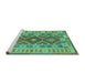 Sideview of Machine Washable Abstract Turquoise Contemporary Area Rugs, wshcon1127turq