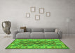 Machine Washable Abstract Green Contemporary Area Rugs in a Living Room,, wshcon1127grn