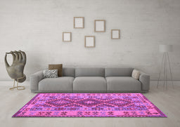 Machine Washable Abstract Purple Contemporary Area Rugs in a Living Room, wshcon1127pur
