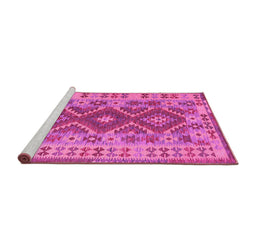 Sideview of Machine Washable Abstract Pink Contemporary Rug, wshcon1127pnk