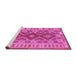 Sideview of Machine Washable Abstract Pink Contemporary Rug, wshcon1127pnk