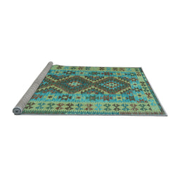 Sideview of Machine Washable Abstract Light Blue Contemporary Rug, wshcon1127lblu