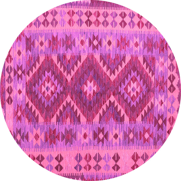 Round Abstract Pink Contemporary Rug, con1127pnk