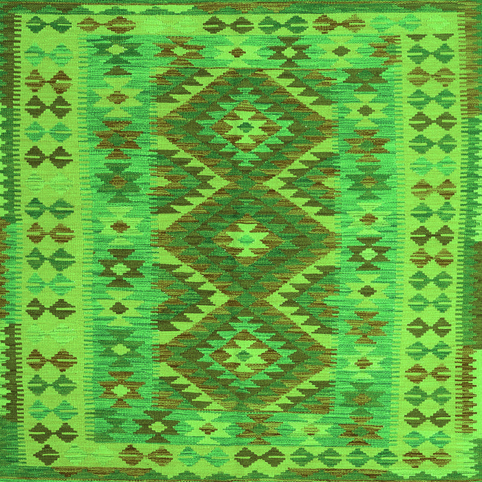 Serging Thickness of Abstract Green Contemporary Rug, con1127grn