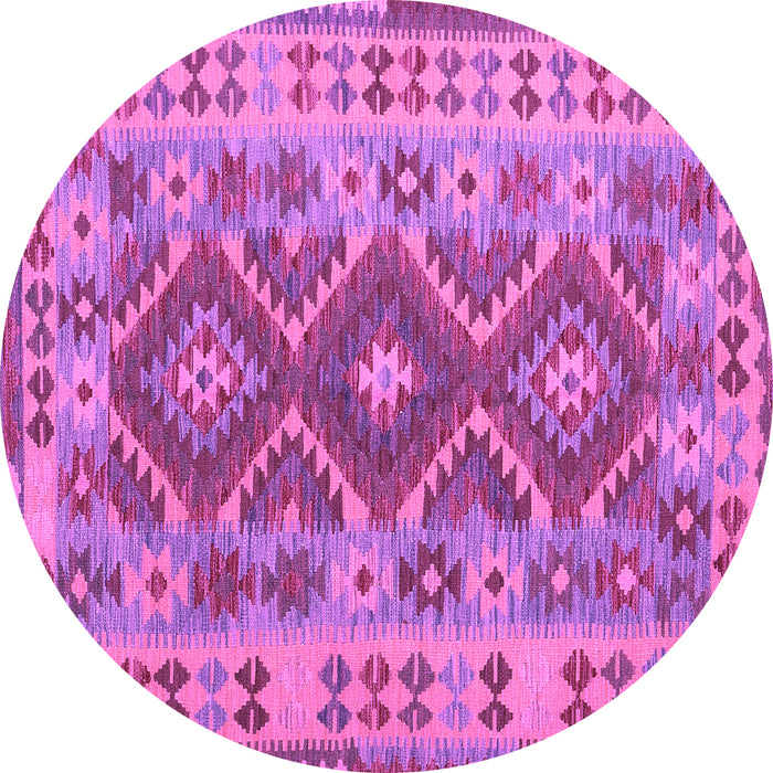 Round Abstract Purple Contemporary Rug, con1127pur